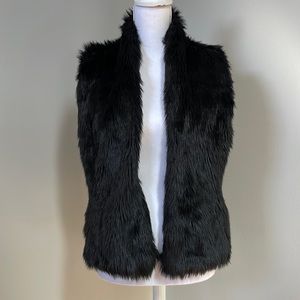 GARNET HILL FAUX FUR SHAG BLACK VEST
